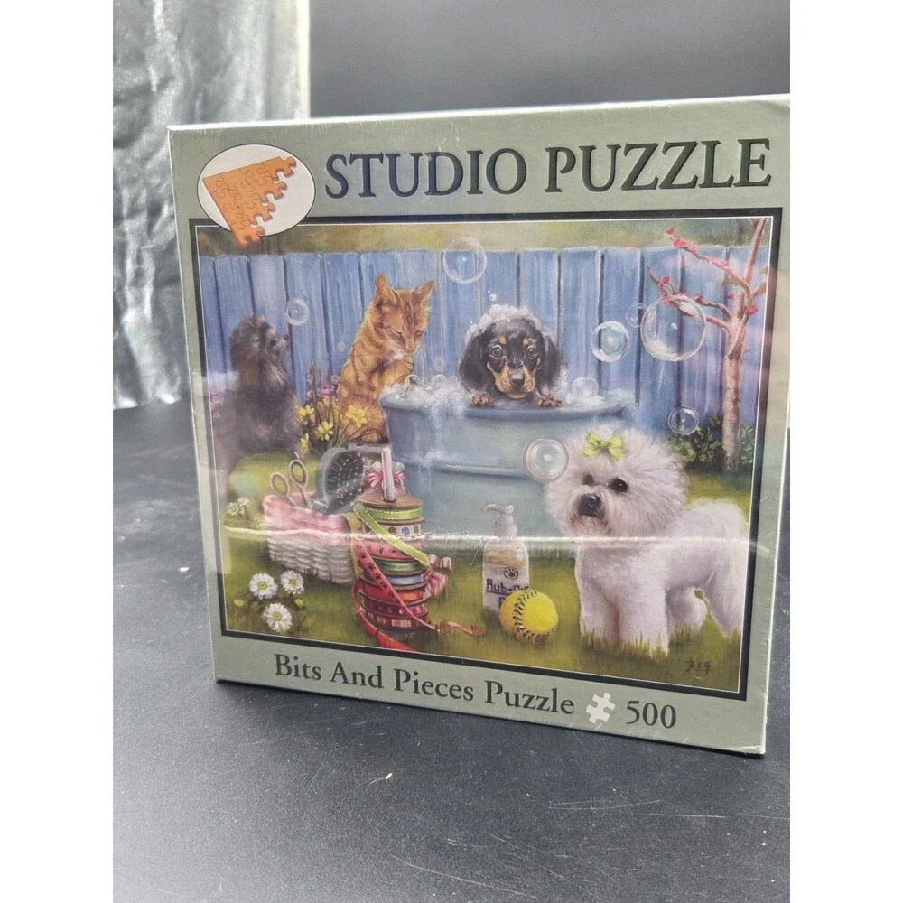 Bits and Pieces 500 Piece Jigsaw Puzzle Rub a Dub Doggie Dogs in Bath 16x20 NEW